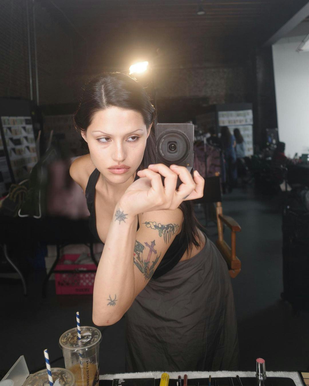 Gabbriette Bechtel is known for her ultra-thin, super-arched eyebrows.