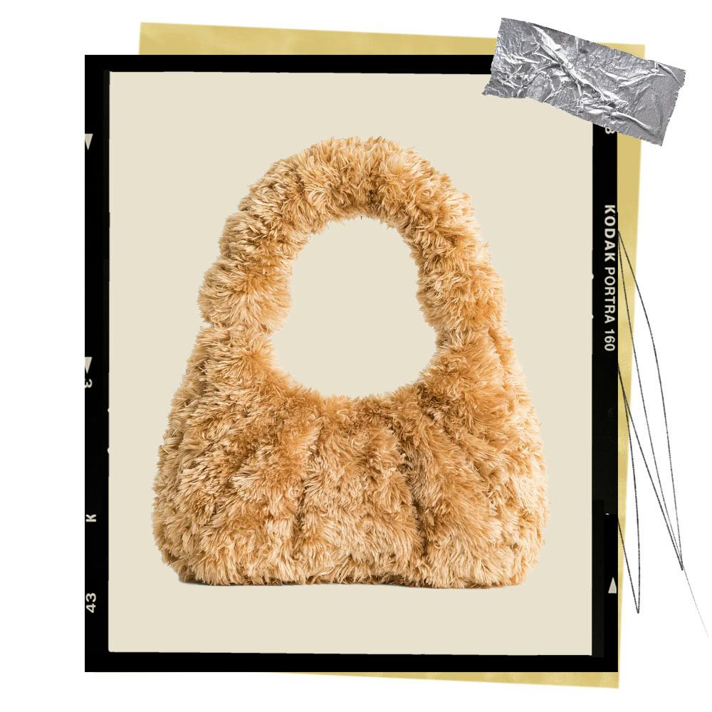Gabbi Faux Fur Medium Ruched Hobo Handbag