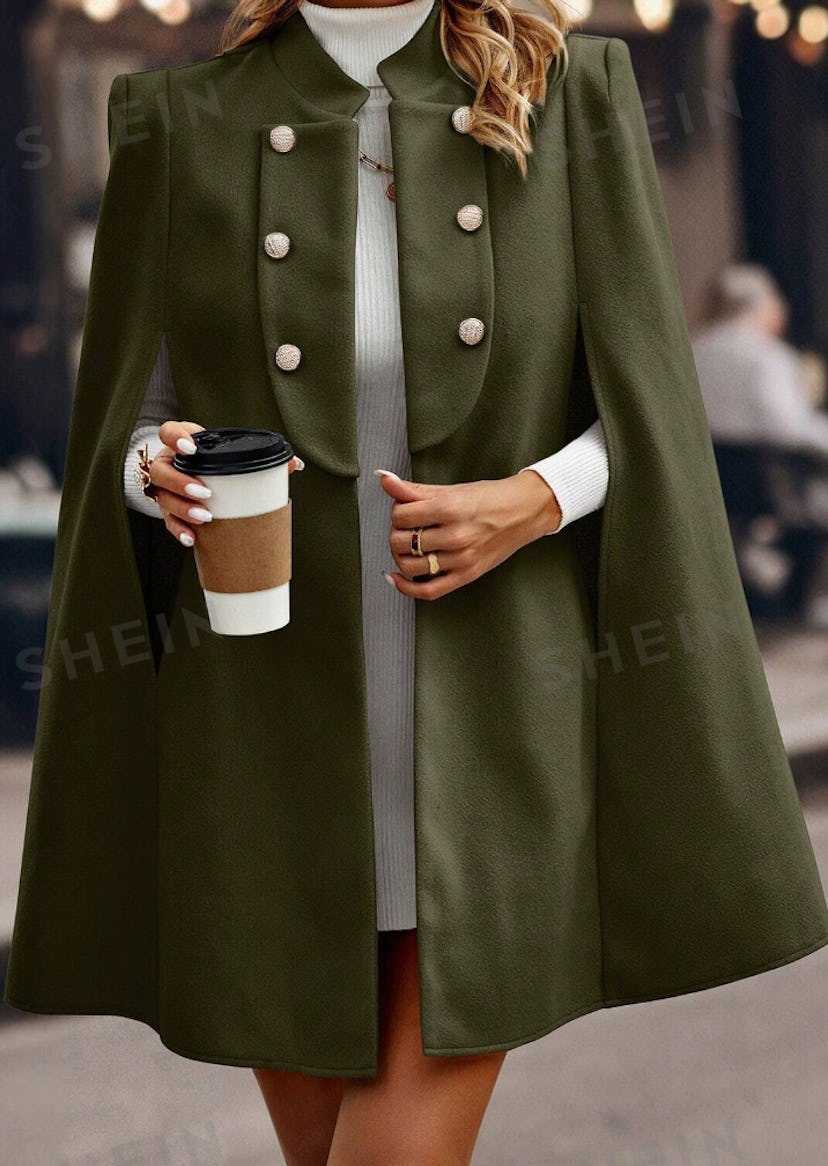 Clasi Double-Breasted Cape Wool Coat