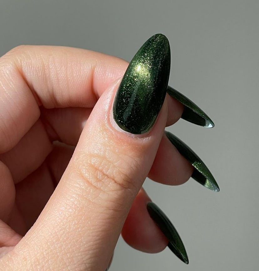 Shimmering Green Nails Lead 2025 Trend