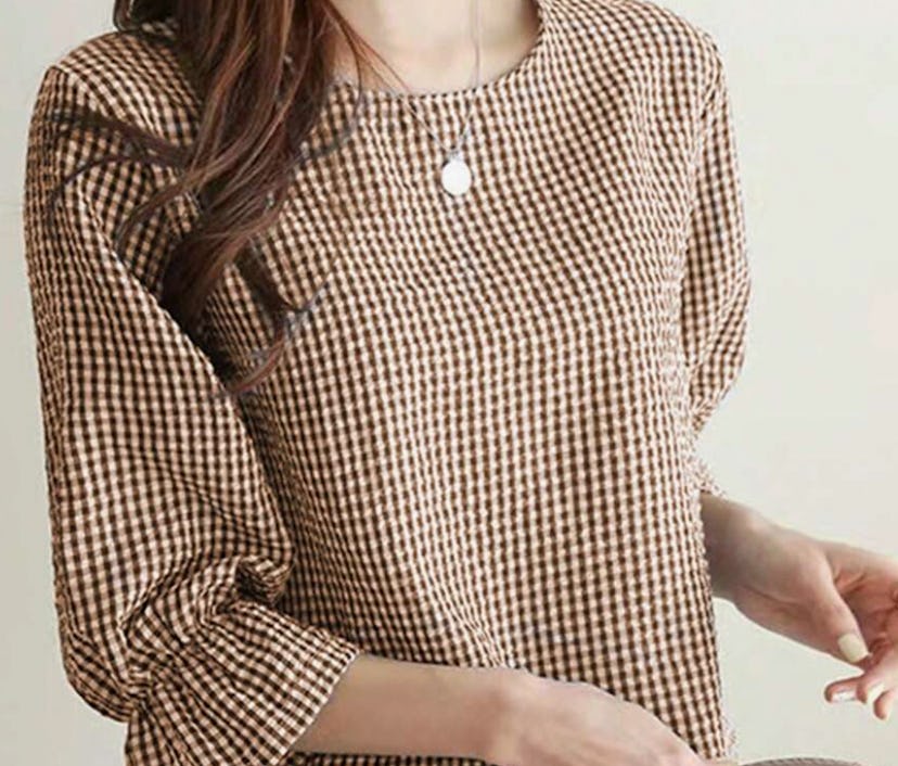 Women's Plaid Round Neck Daily Shirt