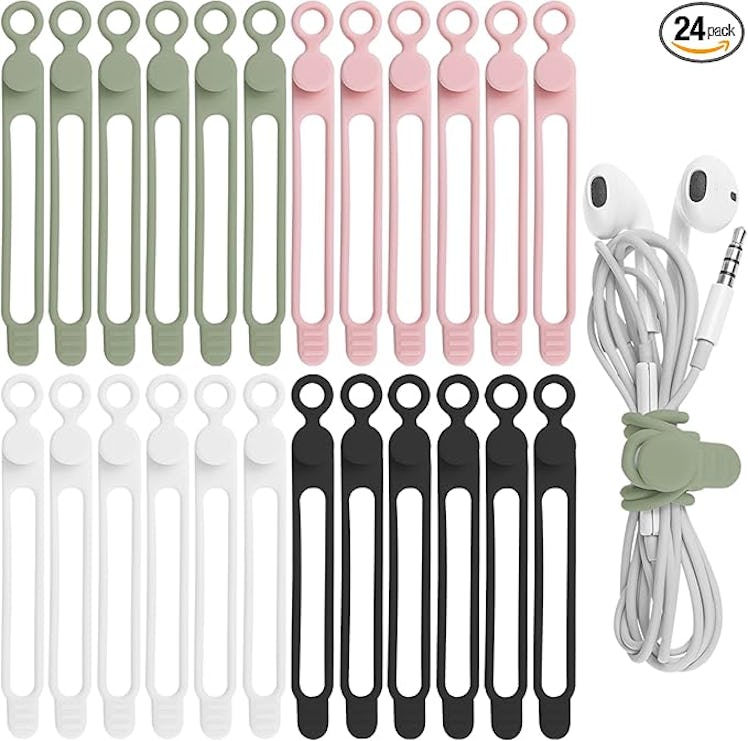 Nearockle Silicone Cable Straps (24 Pieces)