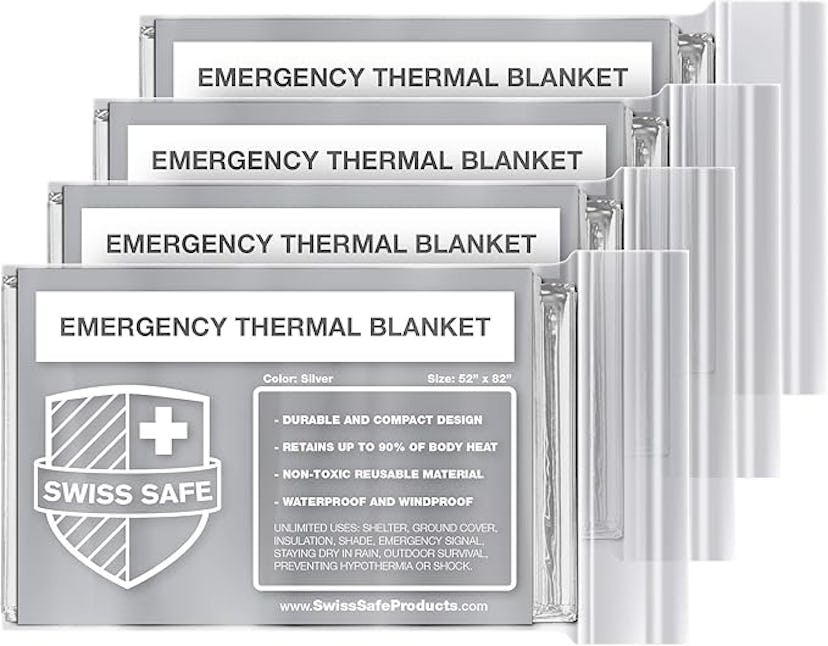 Swiss Safe 4-Pack Mylar Emergency Blankets for Survival