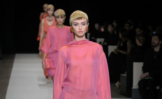 The hair and makeup at Giorgio Armani&rsquo;s Spring/Summer &lsquo;25 show.