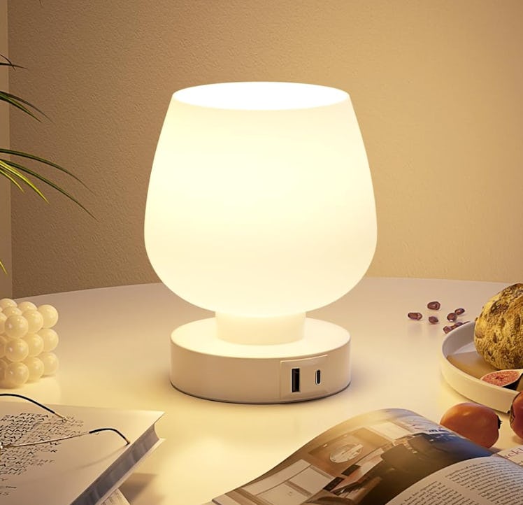 Kakanuo Bedside Table Lamp with Glass Shade