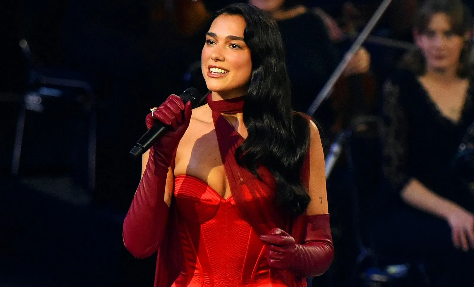 dua lipa royal albert hall red dress Dua Lipa Royal Albert Hall
