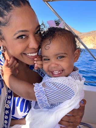 mom and daughter on boat