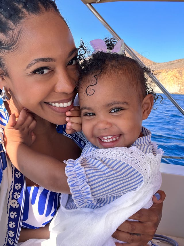 mom and daughter on boat