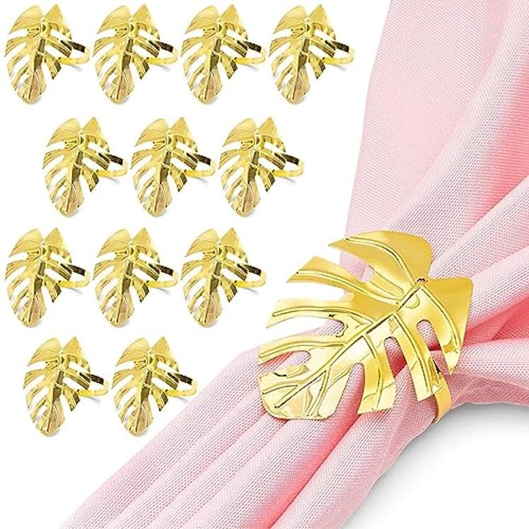 Juvale Tropical Leaf Napkin Rings (12-Pack)