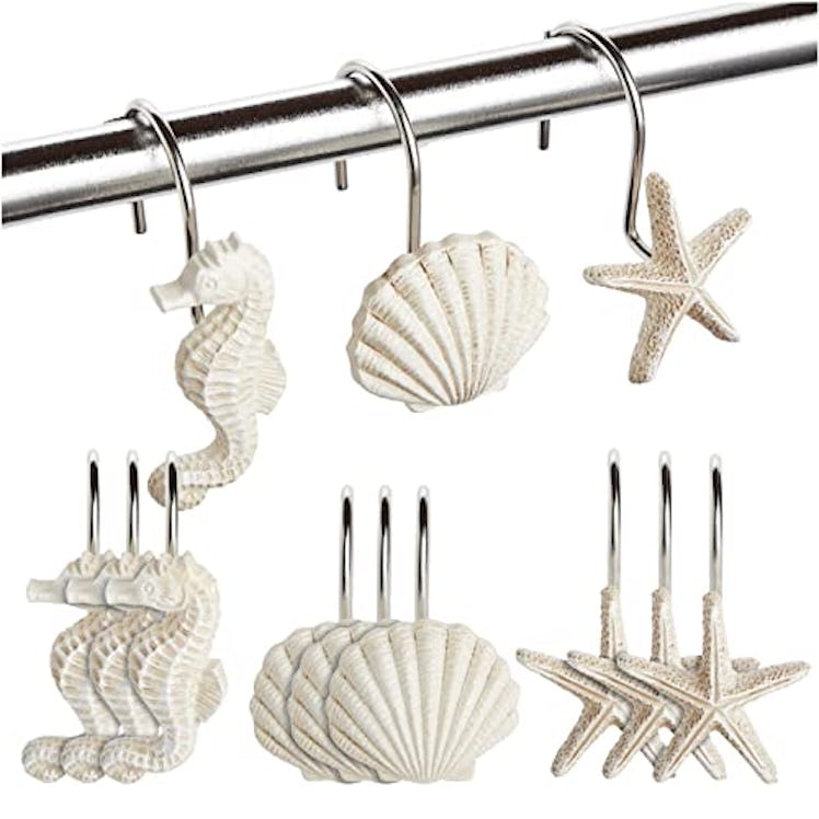 Juvale Beach-Themed Shower Curtain Hooks (12-Pack)