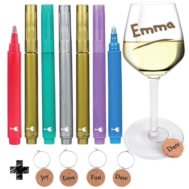 Vaci Metallic Wine Glass Markers (7-Pack)