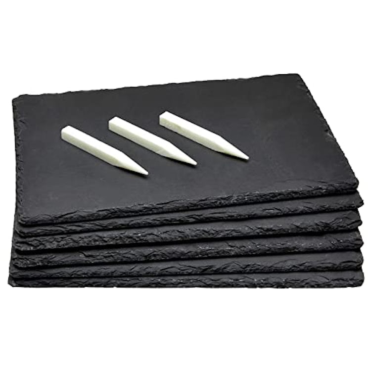 Juvale Black Slate Charcuterie Boards with Chalk (Set of 6)