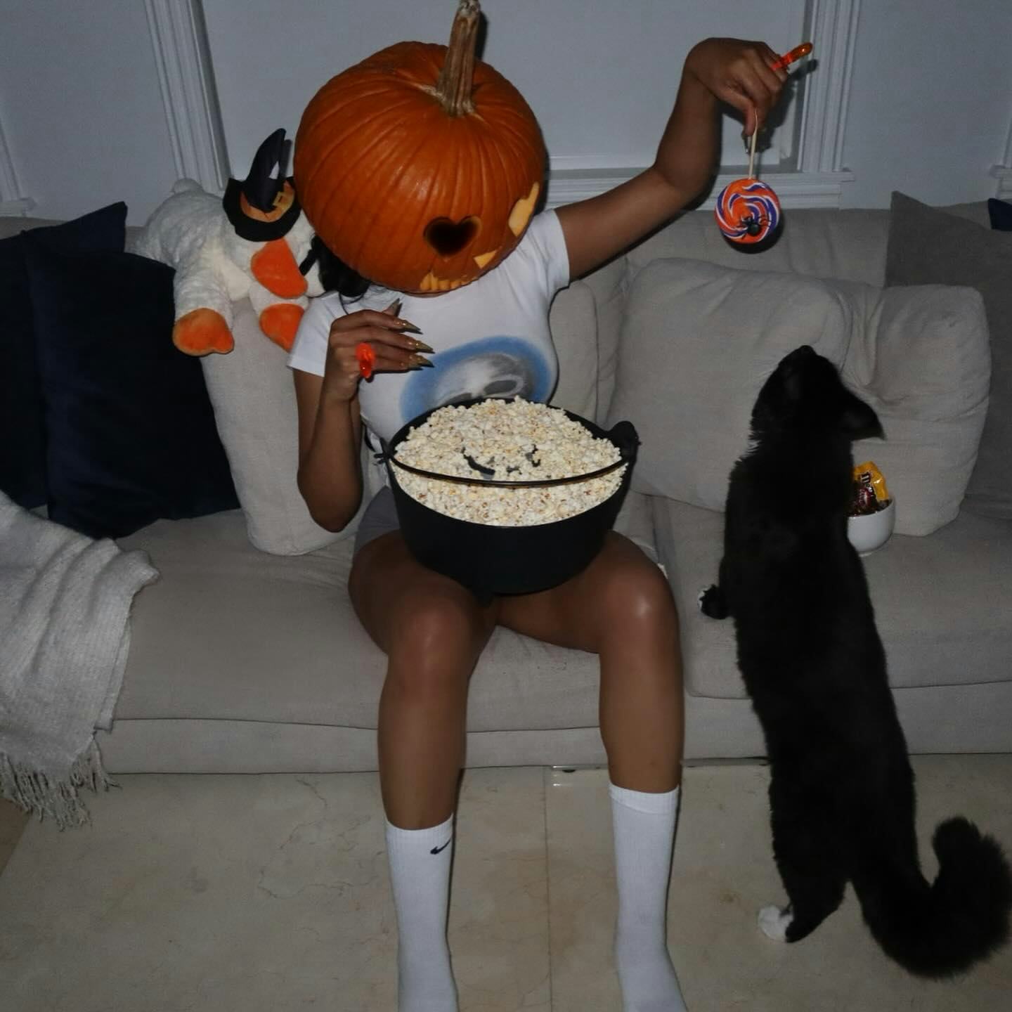 Megan Thee Stallion gave the exposed undies trend the Halloween treatment.