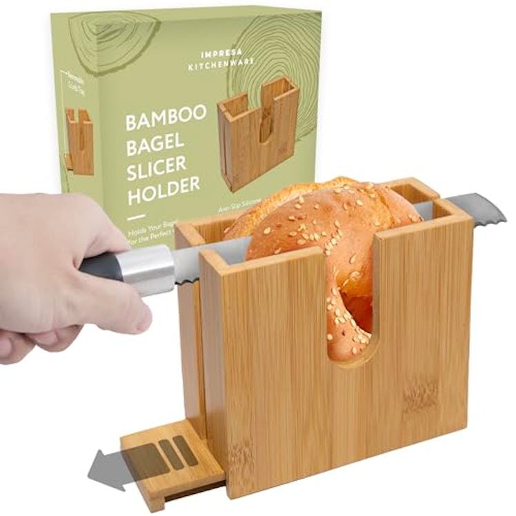 IMPRESA Bamboo Bagel Slicer Holder