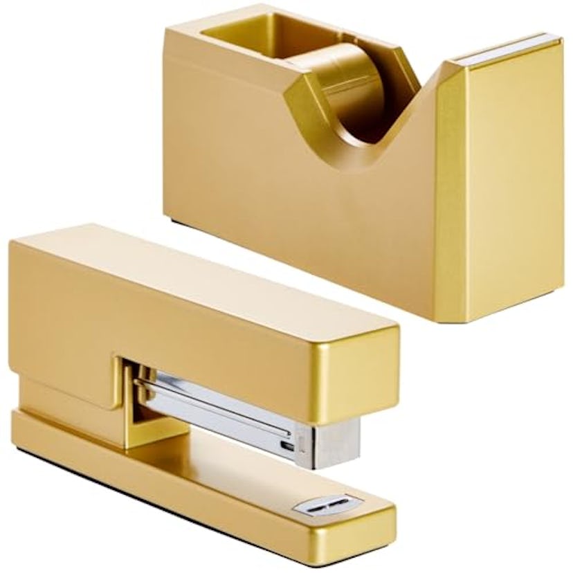 Paper JunkieMatte Gold Stapler and Tape Dispenser Set