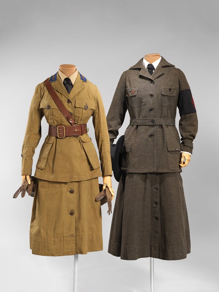 Two uniforms from the "Real Clothes Real Lives" Exhibition at the NYHS