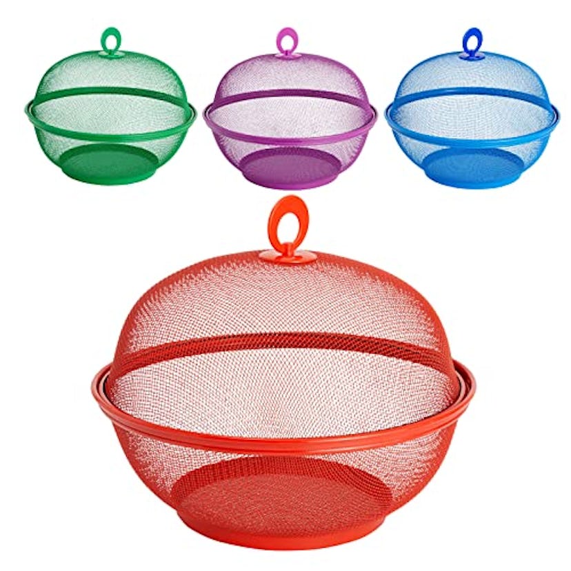 Juvale Mesh Wire Fruit Basket with Lid (4-Pack)