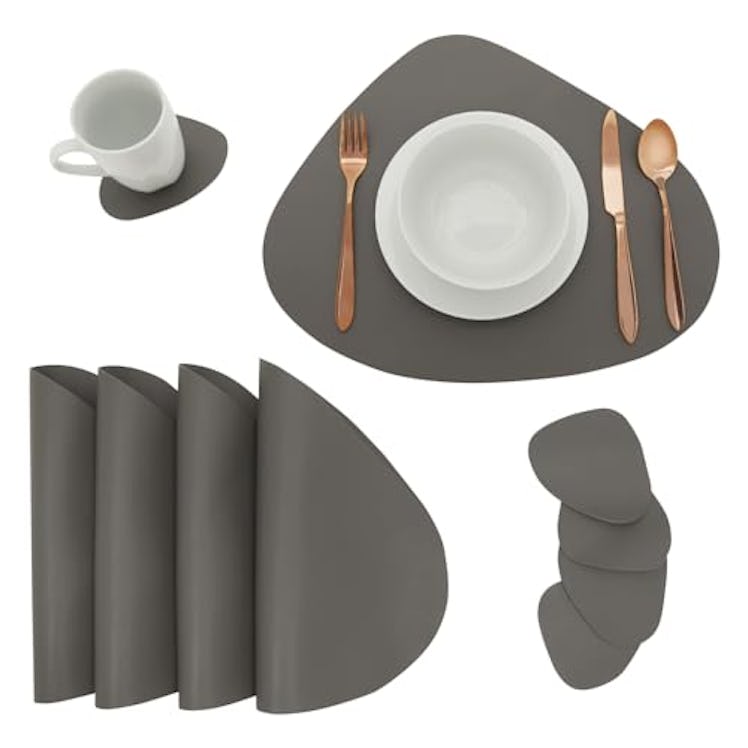 Juvale Faux Leather Placemat & Coaster Set (8 Pieces)