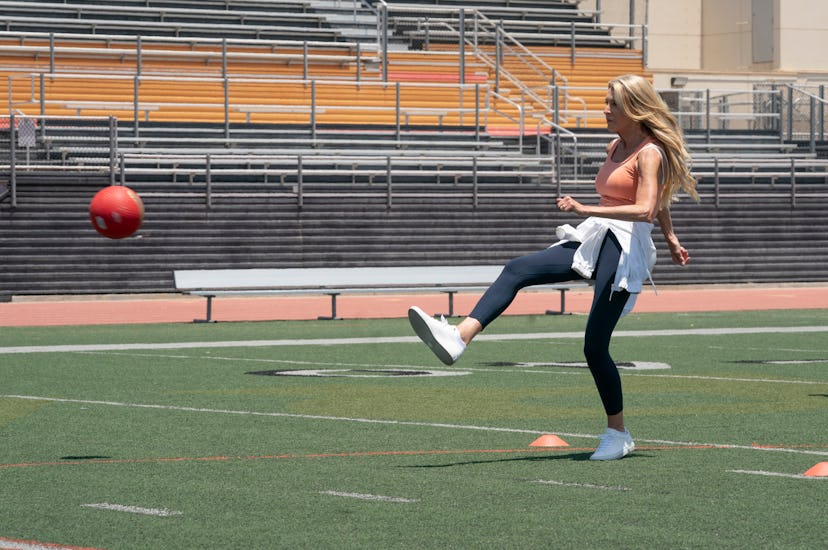 Joan Vassos plays kickball on ‘The Golden Bachelorette’ Week 3 episode.