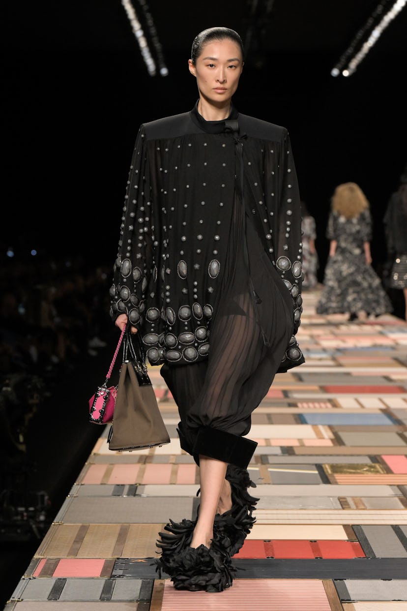 Model on the runway at Louis Vuitton RTW Spring 2025 as part of Paris Ready to Wear Fashion Week hel...