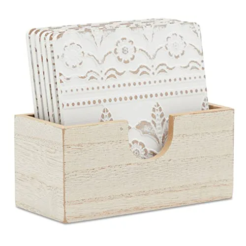 Juvale White Wooden Coasters (Set of 6)