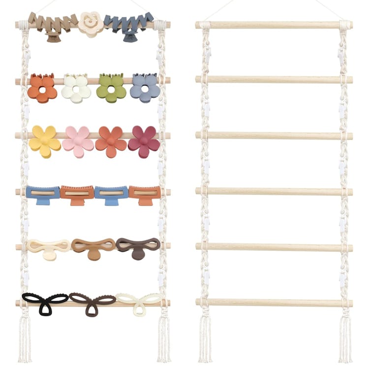 SNOWSTAR Hanging Macrame Hair Claw Clip Organizer