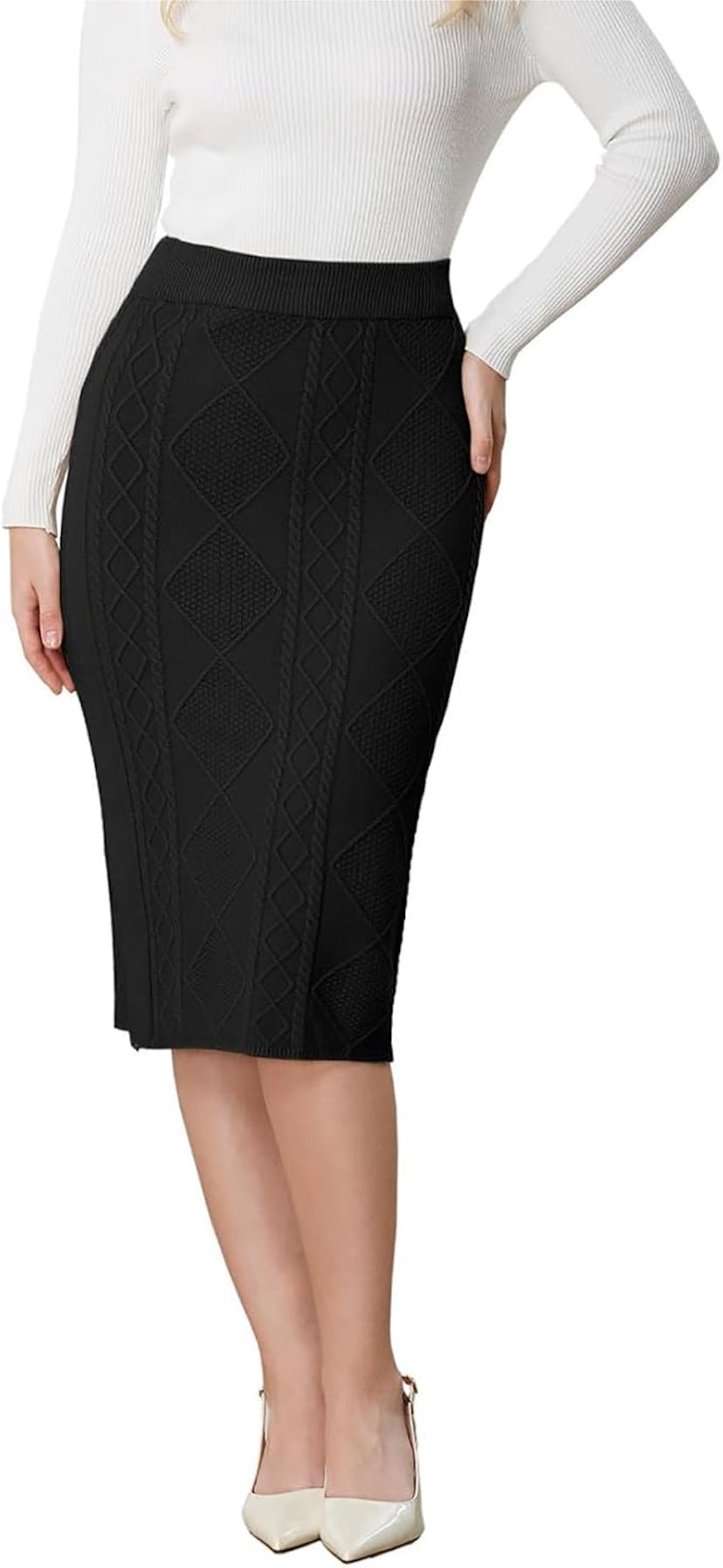 SANGTREE Elastic High-Waist Knit Skirt