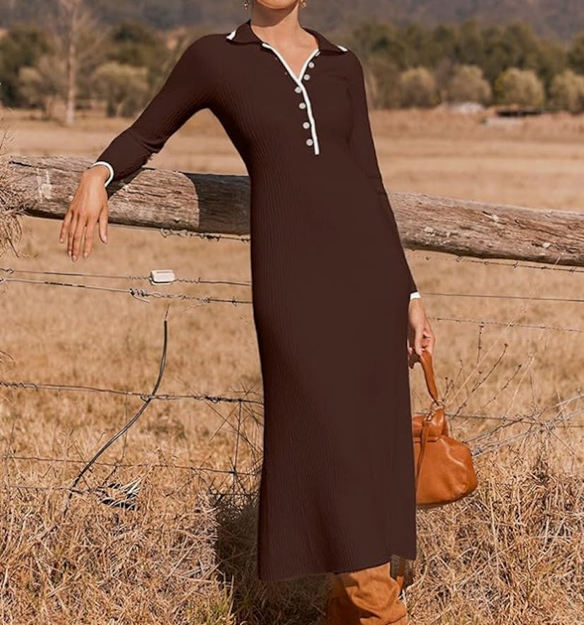 Fabumily Ribbed Knit Long Dress