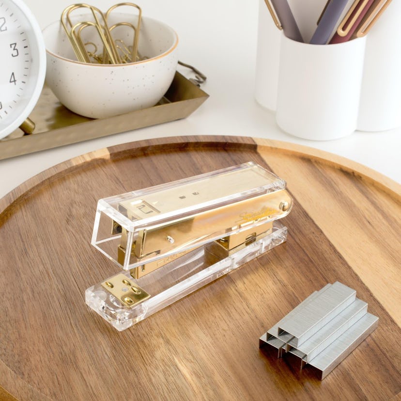 Swingline Compact Clear Acrylic Gold Stapler