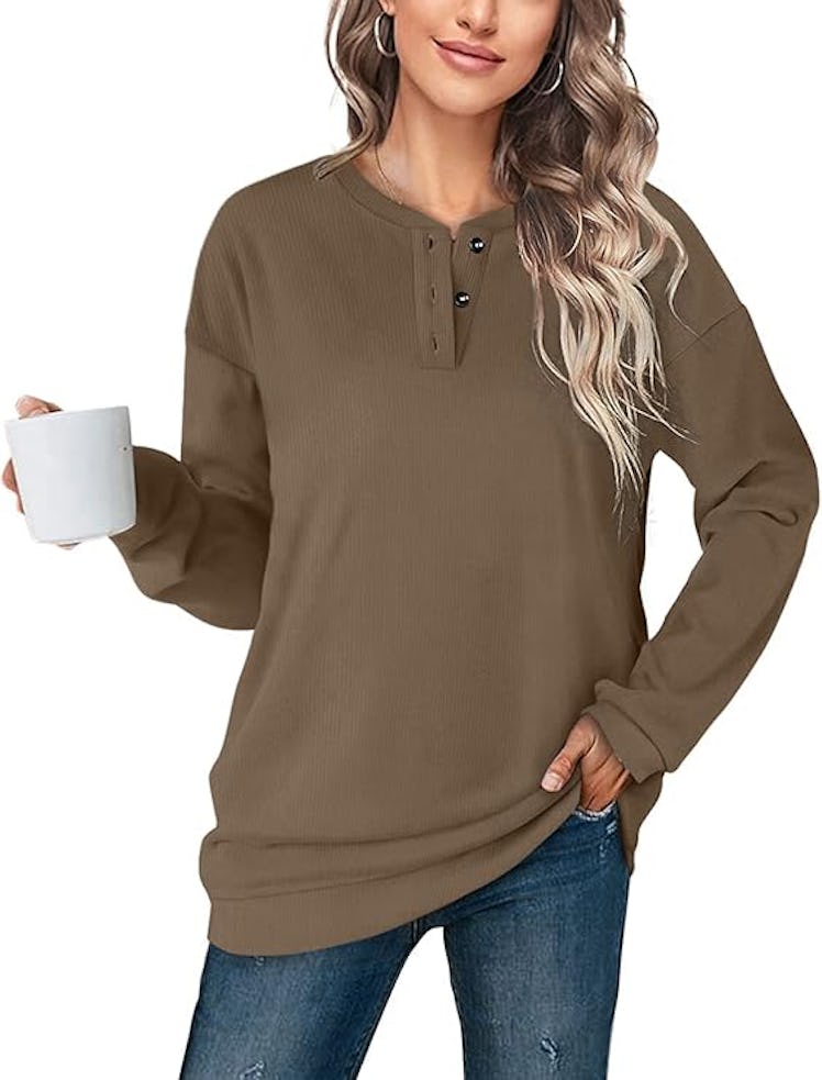 OFEEFAN Henley Tunic Top