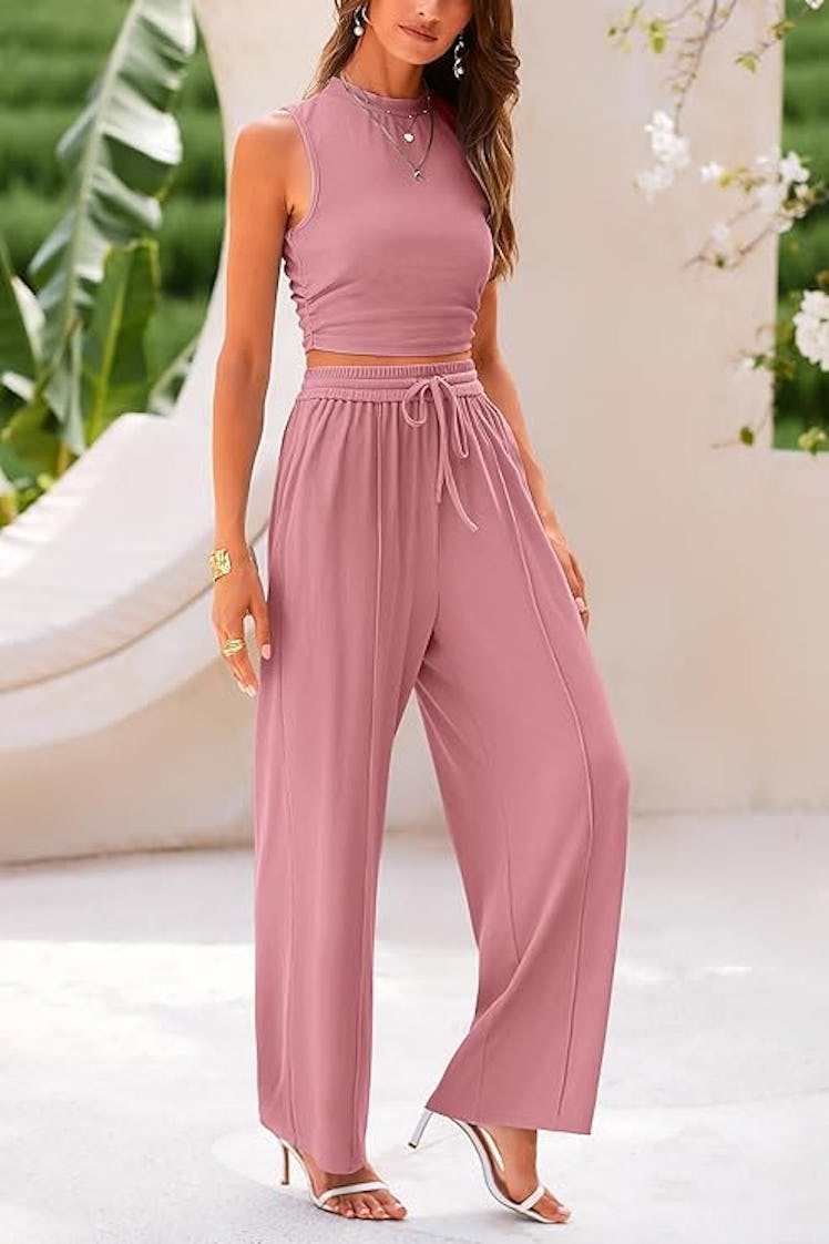 PRETTYGARDEN 2-Piece Ribbed Knit Lounge Set