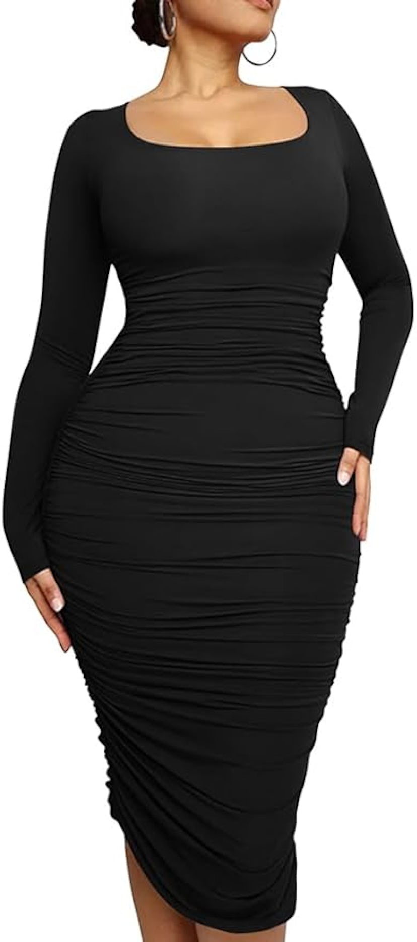 LAGSHIAN Bodycon Basic Midi Dress