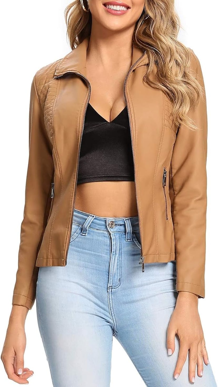 S P Y M Womens Faux Leather Jacket