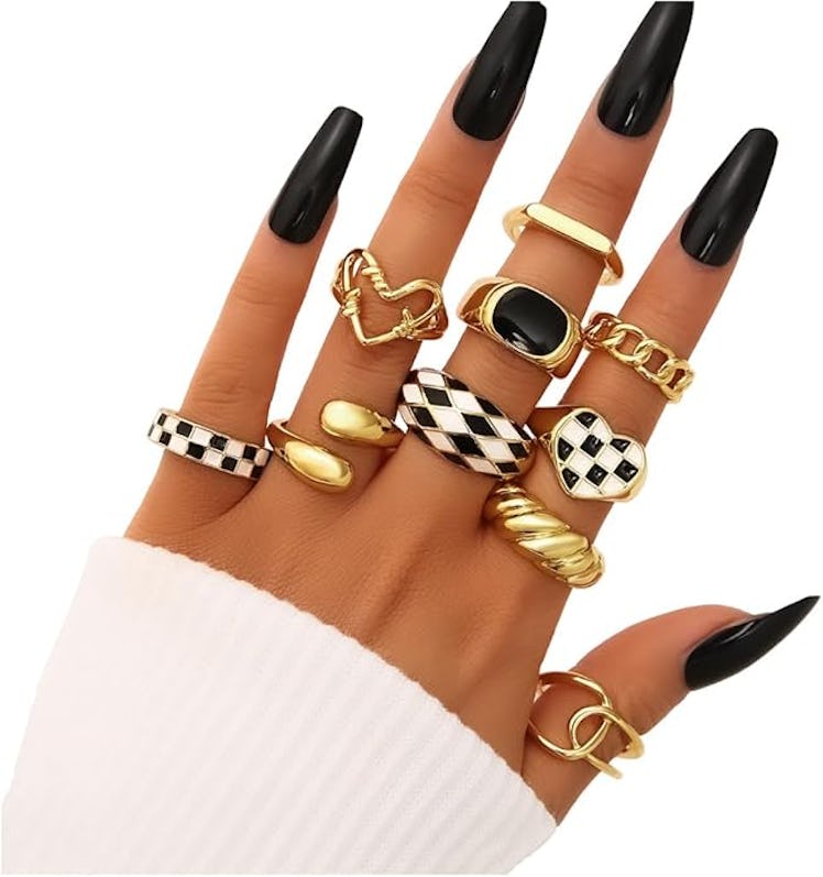 FAXHION Gold Stackable Rings (12 Pieces)