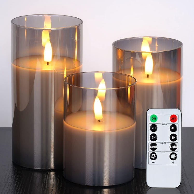 Amagic Glass Flameless Candles (Set Of 3)