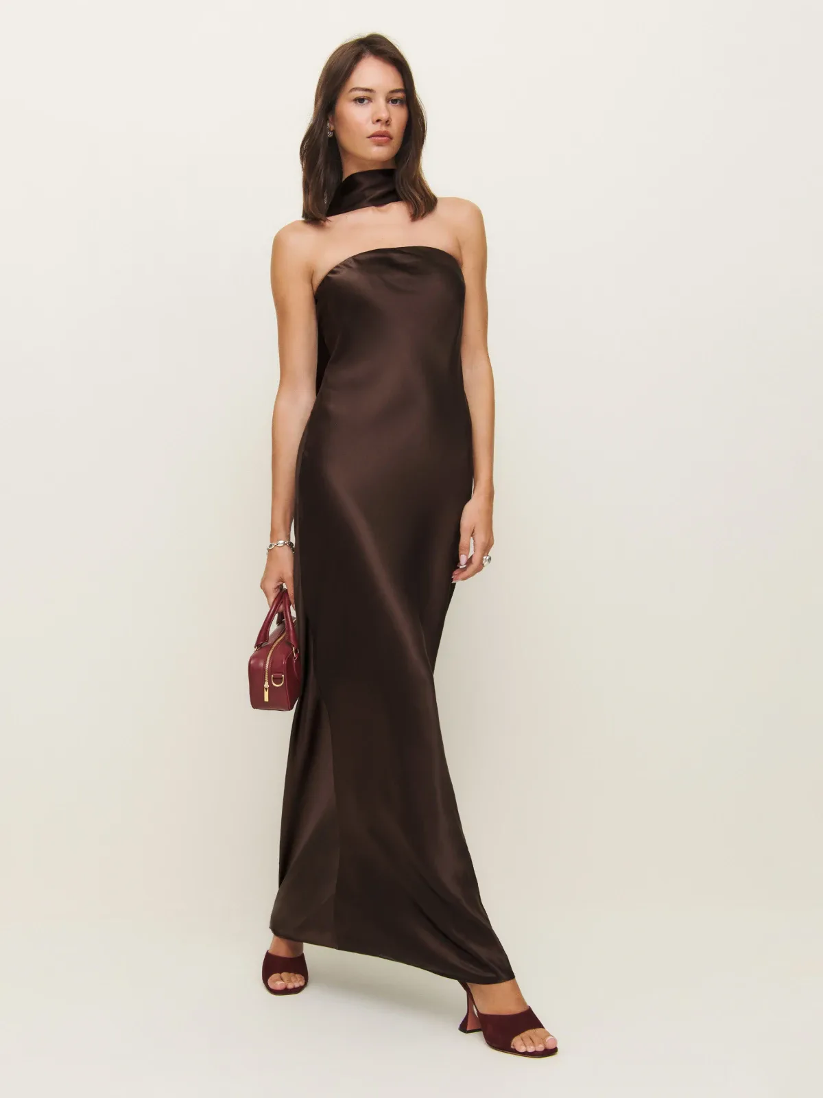formal long velvet dress Betsy & Adam Petite Illusion-Sleeve Velvet Gown - Black main image 1