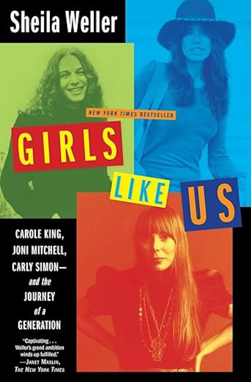 Book cover of "Girls Like Us" by Sheila Weller, featuring colorful portraits of influential musician...