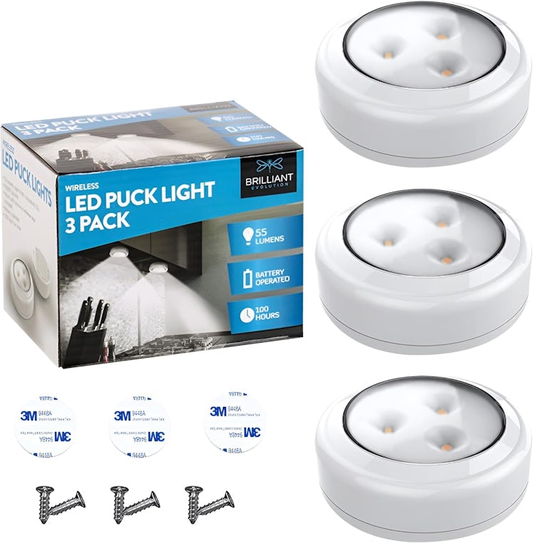 Brilliant Evolution Wireless LED Puck Lights (3-Pack)