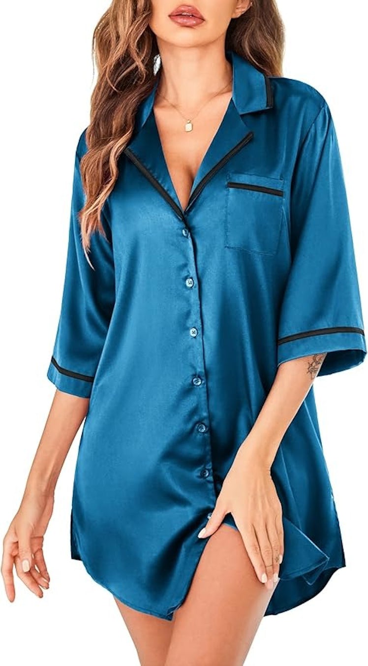 Ekouaer Satin Sleep Shirt