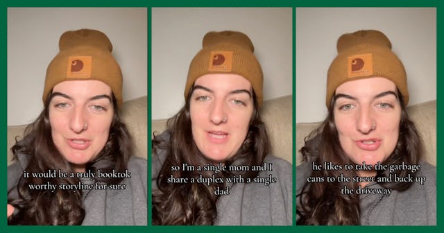 A woman in a brown beanie appears in three frames, speaking about her experience as a single mom sha...