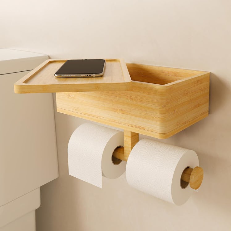 Wealone 3-in-1 Toilet Paper Holder with Shelf and Storage