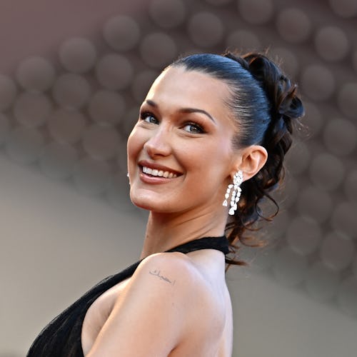 Bella Hadid arrives for the screening of the film “L’Amour Ouf” (Beating Hearts) at the 77th edition…