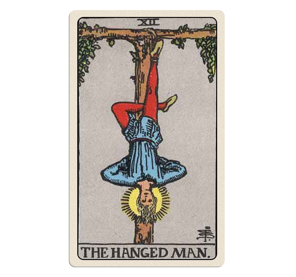 The Hanged Man tarot card.
