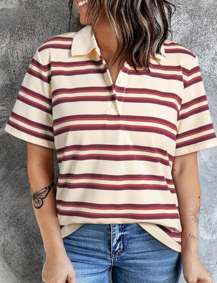 Dokotoo Striped Polo Top