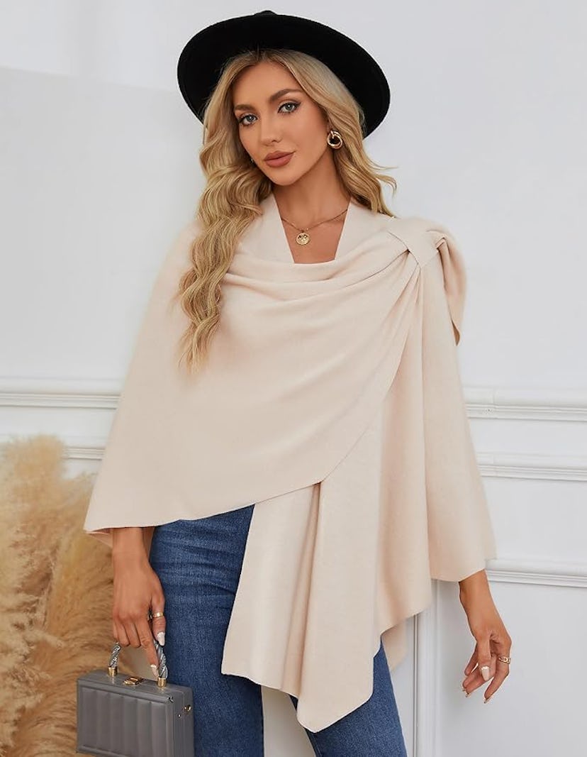 PULI Cross-Front Poncho Sweater