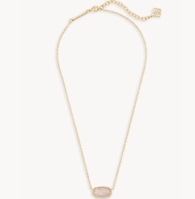 Elisa Gold Pendant Necklace in Rose Quartz