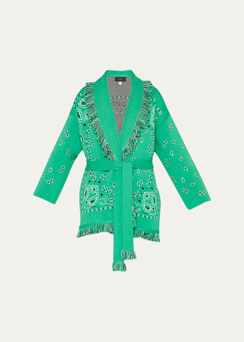 Alanui Bandana Fringe Belted Cardigan