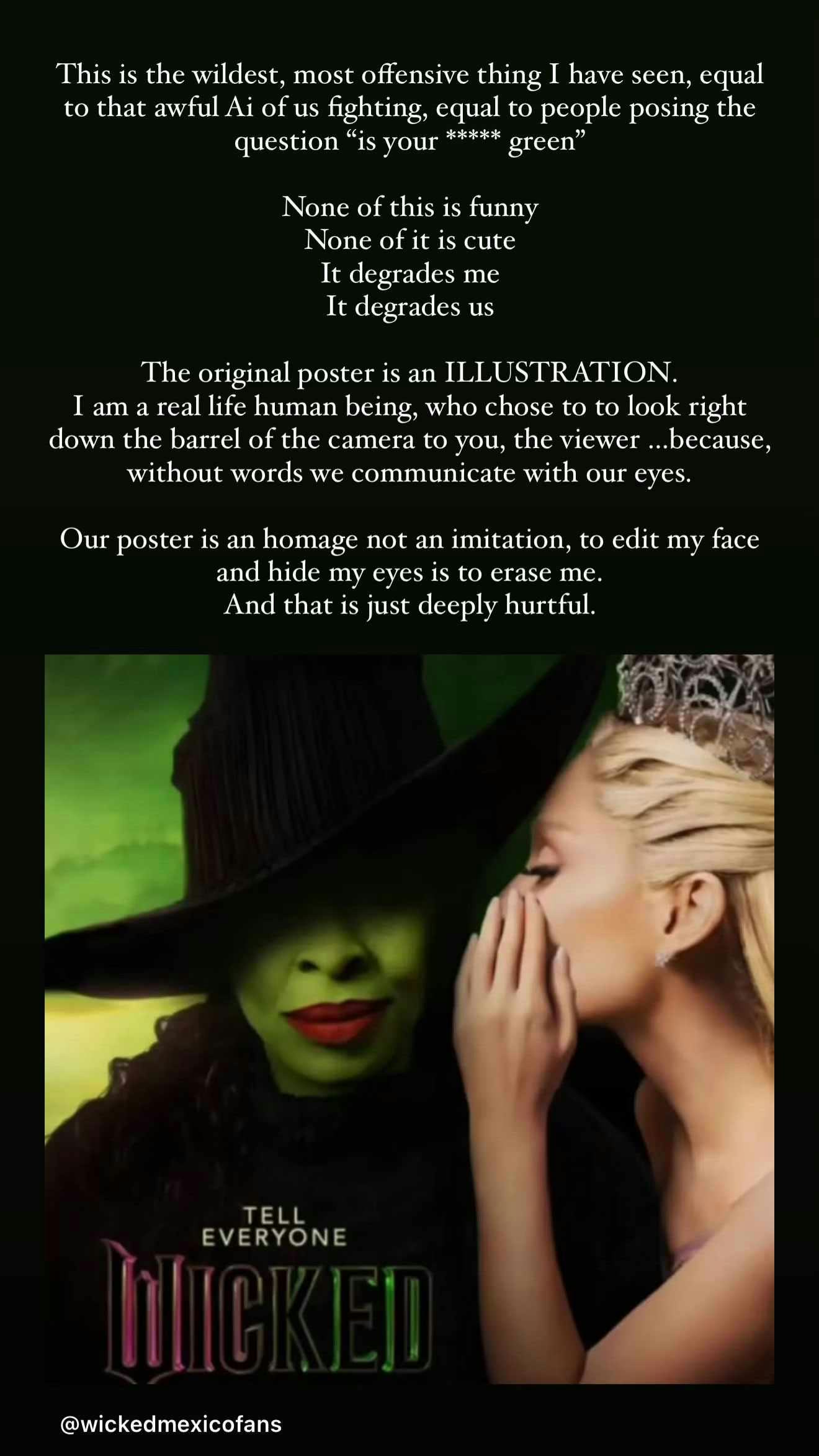 Cynthia Erivo&rsquo;s response to edited &lsquo;Wicked&rsquo; poster