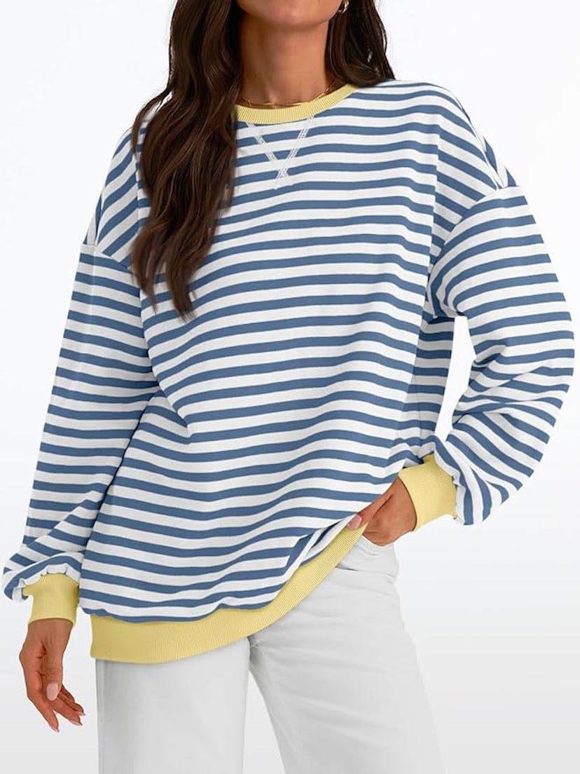 Trendy Queen Striped Oversized Sweatshirt