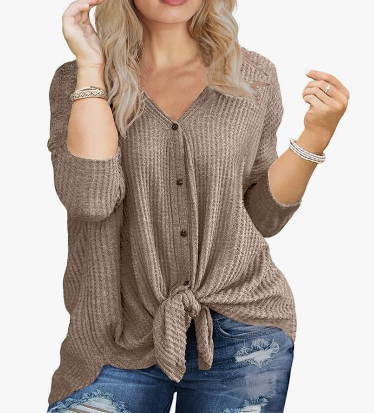 OLRIK V-Neck Tie Front Blouse